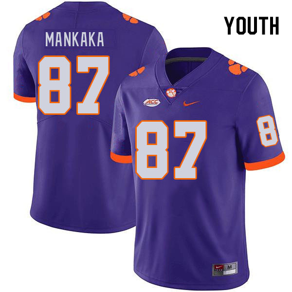 Youth Clemson Tigers Michael Mankaka #87 College Purple NCAA Authentic Football Stitched Jersey 23GS30VI